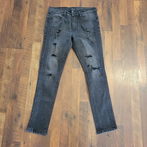 🔥 (5for$35) KAYDEN K Black Skinny Textured Distressed Jeans Size 30